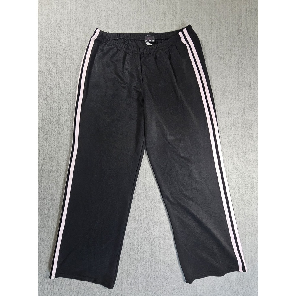 Pink Punch Women's Sweatpants Pink Striped Wide Leg Black Size PL